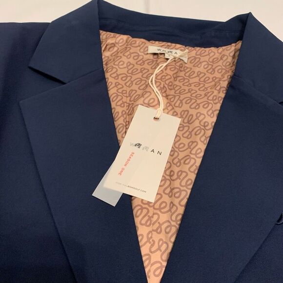 NWT Malbon Golf Woman Sz 2 Yasmeen Blazer Jacket Stretch Embroidered Logo Navy - Picture 3 of 7